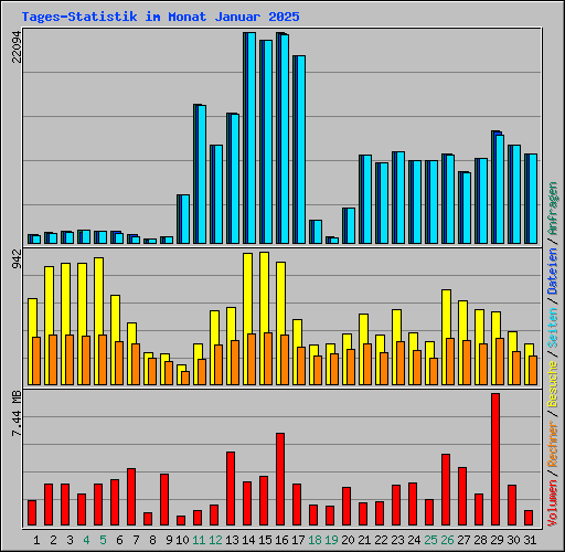 Tages-Statistik im Monat Januar 2025